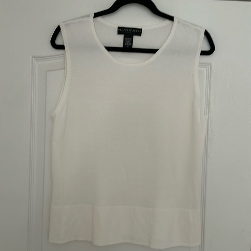 Geoffrey Beene White Knit Tank Top. NWOT